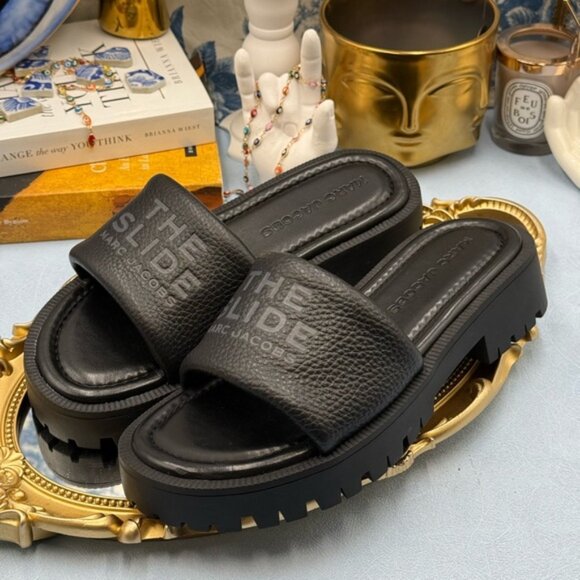 🆕 MARC JACOBS 🧿 NWOB The Lug Sole Slide, Black Leather - Sz 36 US 6 - Picture 8 of 16
